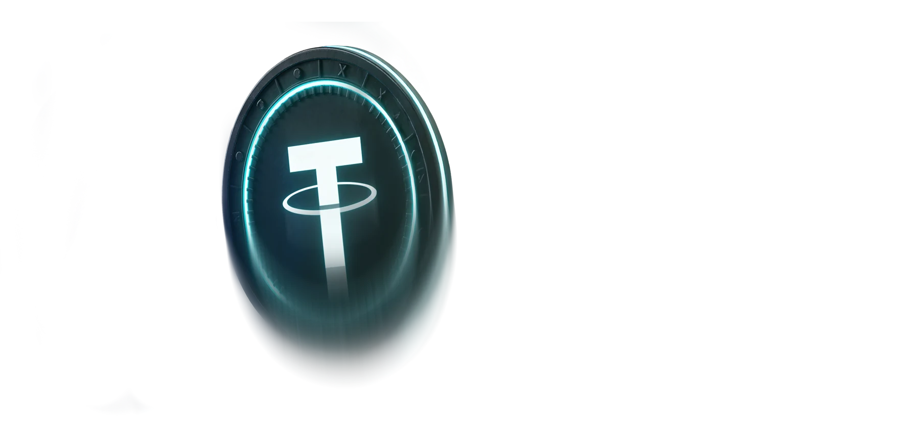 Teal glowing Tether coin, one of the four crypto routes for Canadians at Here2Win Casino